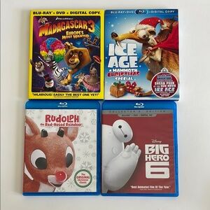 Kids Blu-rays: Ice Age/Madagascar 3/Big Hero 6/Rudolph the Red-Nosed Reindeer